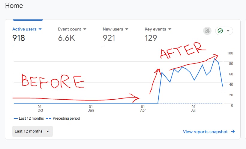 Local SEO results for pressure washing company with increased organic impressions